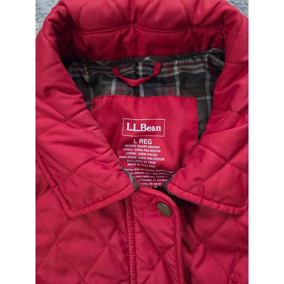 Vintage L.L. Bean Quilted Jacket -Large Red Preppy Collegiate Classic Cabincore - Picture 3 of 12